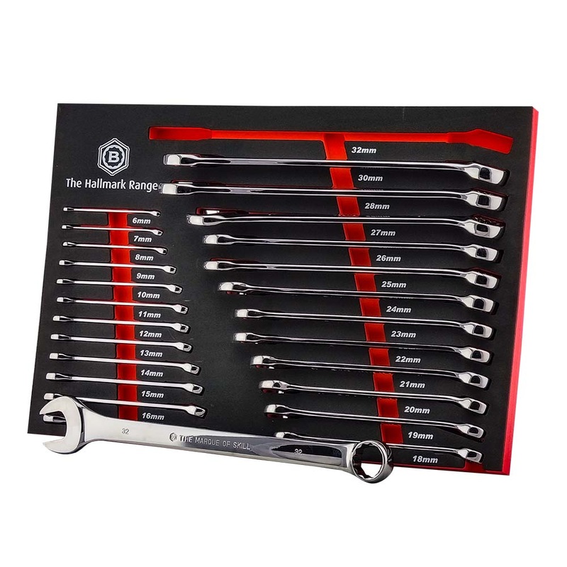 Britool Hallmark Spanner Set Celmset632 25 Piece Wrench Set In Foam Tray 6-32mm
