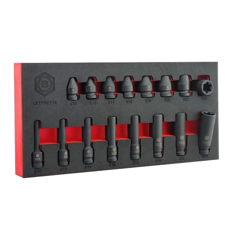 1/2 Dr E-Torx Impact Socket Set – Standard & Deep Sizes E10-E24 Britool Hallmark