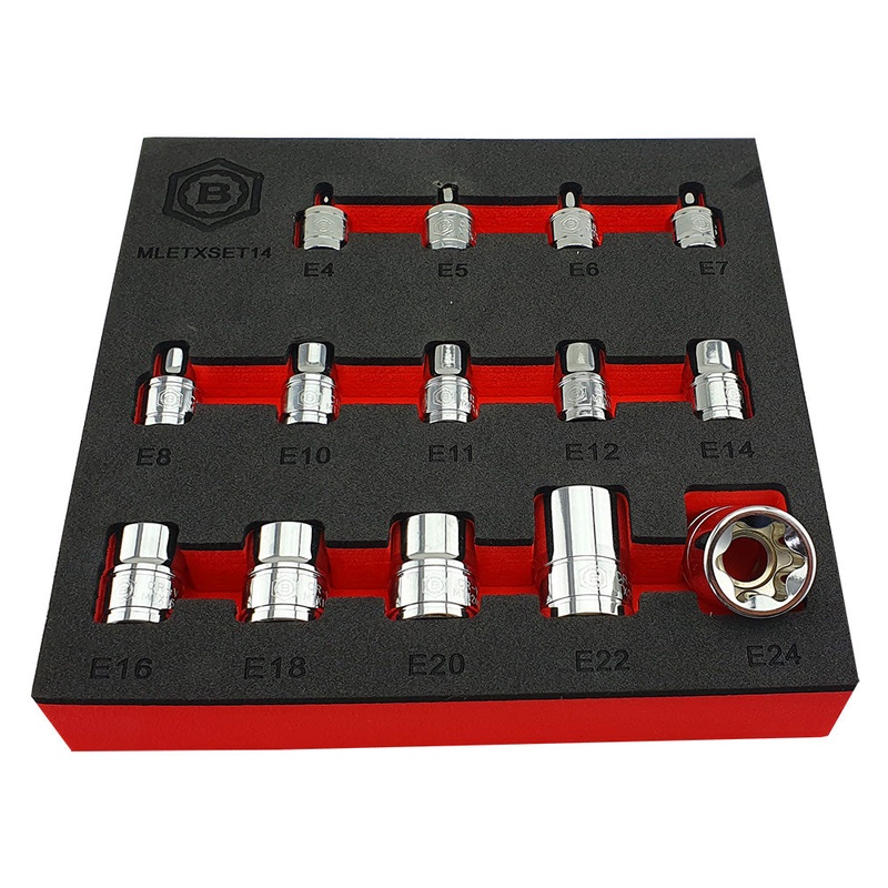 14pc 3/8 & 1/2 E-Torx / Star Chrome Socket Set E4-E24 Britool Hallmark