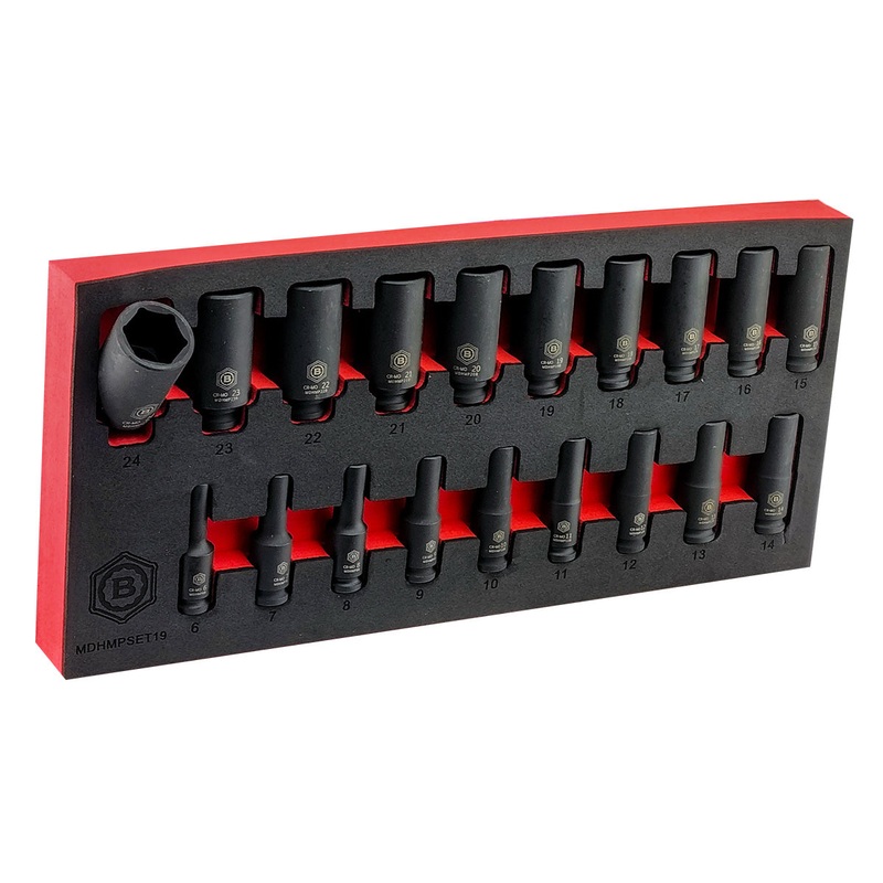 19pc 3/8 Drive Deep Hexagon / 6 Point Impact Socket Set From Britool Hallmark