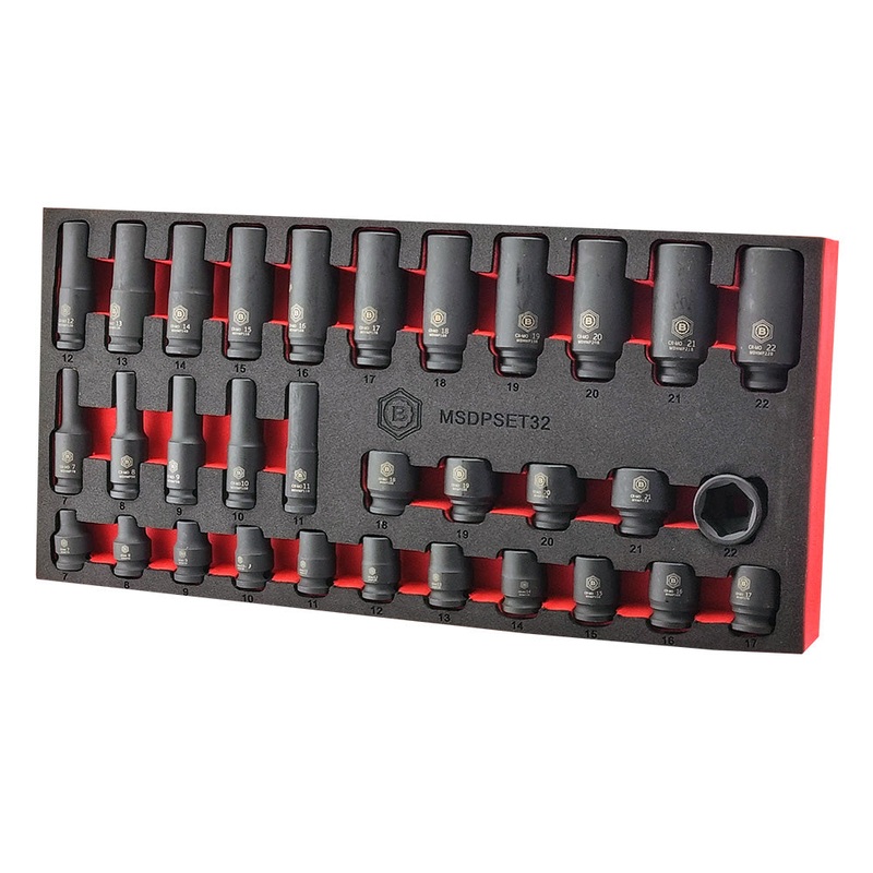 32pc 3/8 Impact Socket Set Standard & Deep 6pt  Britool Hallmark