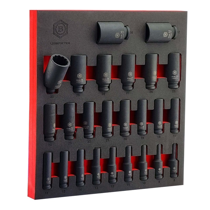Britool Hallmark 25pc 1/2 Drive Deep Impact Socket Set (12-Point) Sizes 8-36mm