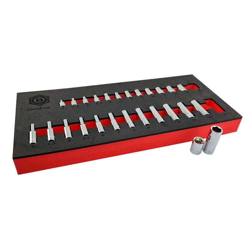 Britool Hallmark 26pc 1/4 Drive Standard & Deep Hexagon (6-Point) Socket Set