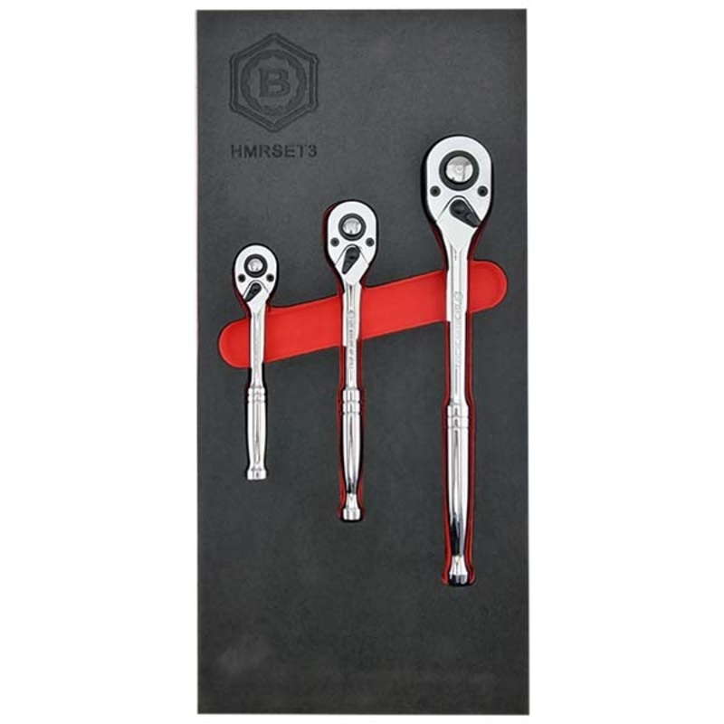 Britool Hallmark 3 Piece Hand Ratchet Set In Tool Control Foam