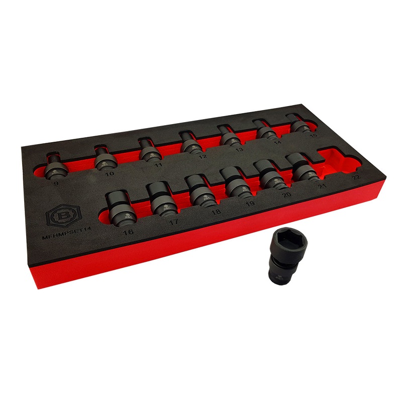 3/8 Flexi Swivel Joint Impact Socket Set + Standard & Deep 12-point Socket Set