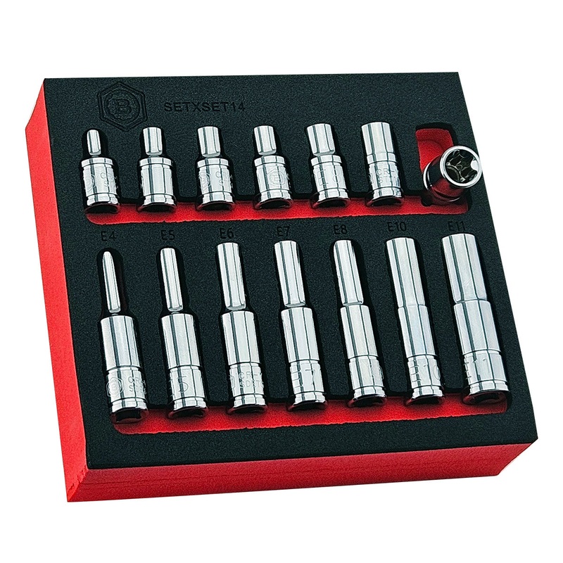 Britool 14pc 1/4 E-Torx / Star Socket Set E4-E11 + 3/8 Deep E-Torx Set E4-E20