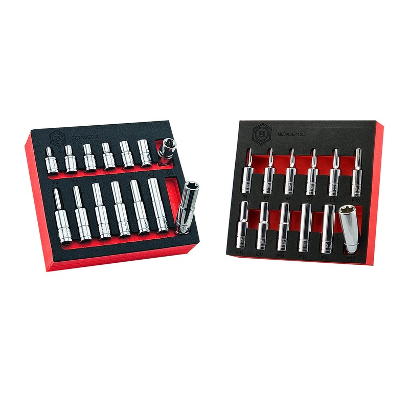 Britool 14pc 1/4 E-Torx / Star Socket Set E4-E11 + 3/8 Deep E-Torx Set E4-E20