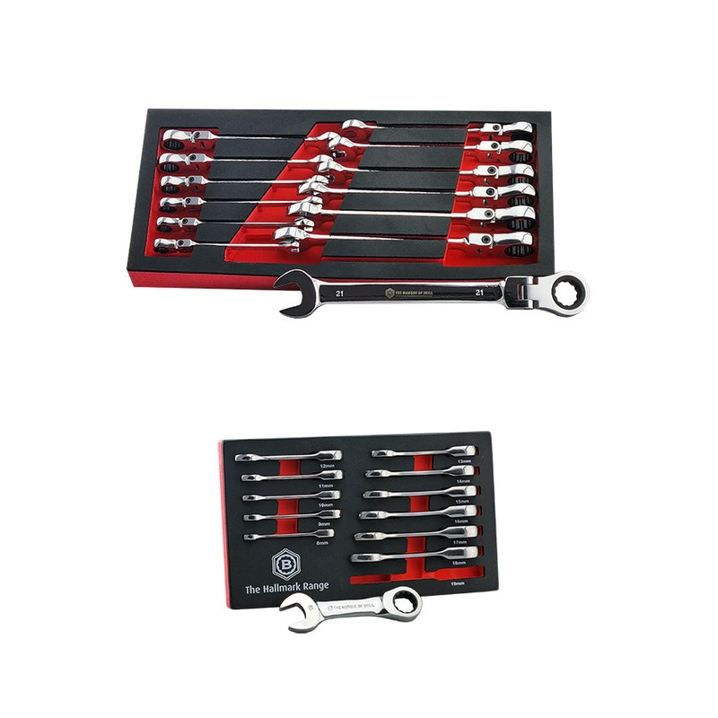 Britool Flexi Ratchet Spanner Set + Stubby Ratchet Wrench Set