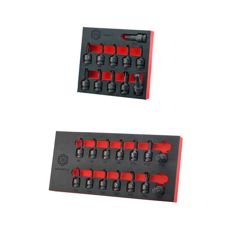 Britool Hallmark 1/2 Drive Ribe Impact Socket Set + Hex & Torx Impact Driver Set
